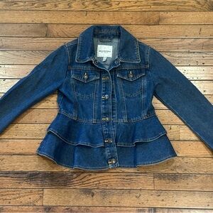 Urban Republic Blue Ruffled Peplum Denim Jacket